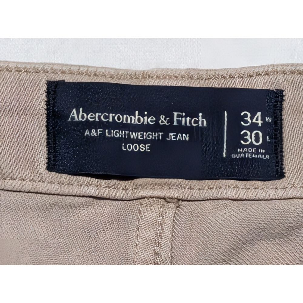Abercrombie & Fitch Pants 34x30 Khaki Tan Straight Loose Fit Chino - Picture 8 of 15